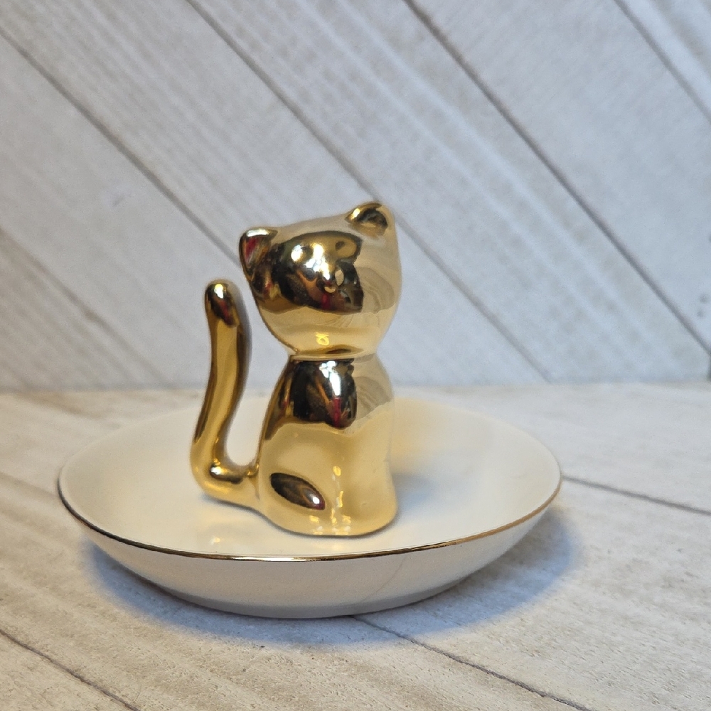 Ceramic Cat Ring Trinket Jewellery Dish